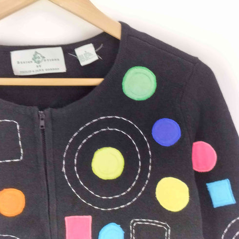 DESIGN OPTIONS BY PHILIP & JANE GORDON 総柄ワッペン 刺繍 マルチカラー レーヨン混 ジップカーディガン レディース import:S