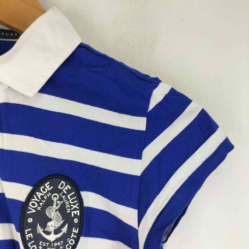 ラルフローレン RALPH LAUREN ワッペン刺繍 ボーダー S/S ポロシャツ レディース import:S