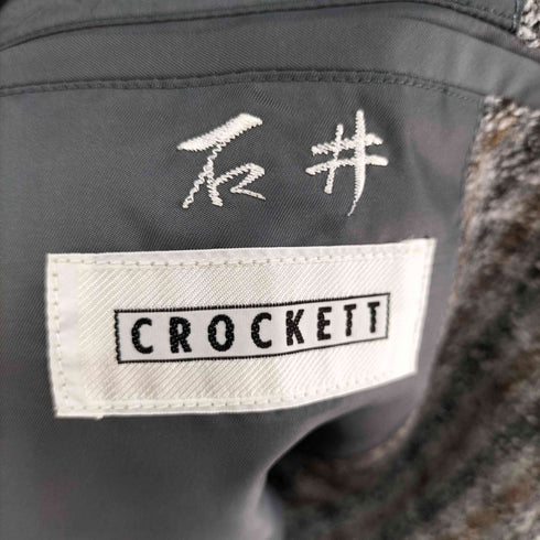 CROCKETT 襟裏レザー ツイード 2B シングル テーラードジャケット メンズ