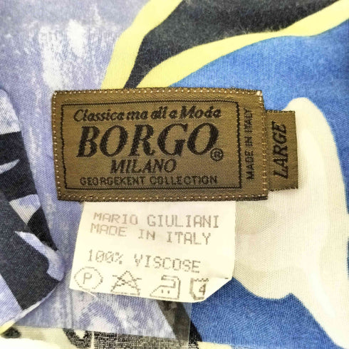 BORGO イタリア製 総柄オープンカラーレーヨンシャツ メンズ import:L