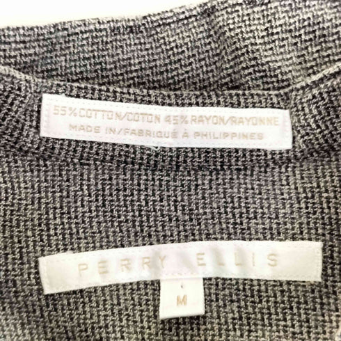 ペリーエリス PERRY ELLIS レーヨン混L/Sバンドカラーシャツ メンズ M