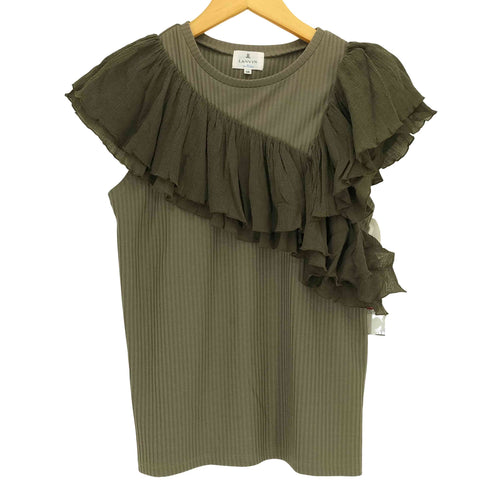 ランバンオンブルー LANVIN en Bleu フリルドッキング リブ カットソー レディース EUR:38