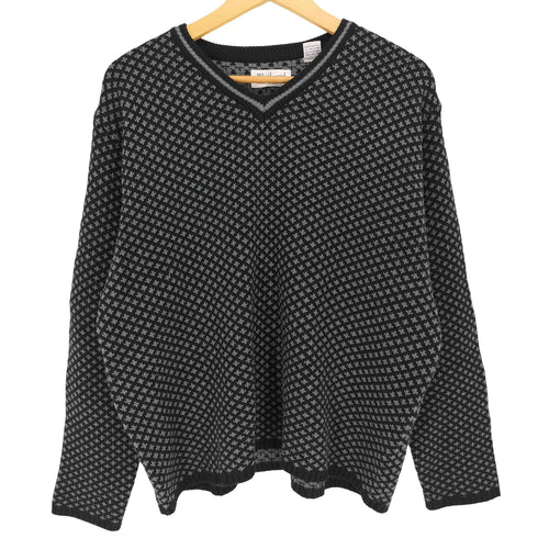 Westbound 韓国製 総柄 ウール混 アクリル Vネックニット メンズ import:XL