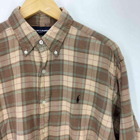 ラルフローレンゴルフ RALPH LAUREN GOLF 90s TILDEN ポニー刺繍 ボタンダウン マドラスチェックシャツ メンズ import:M