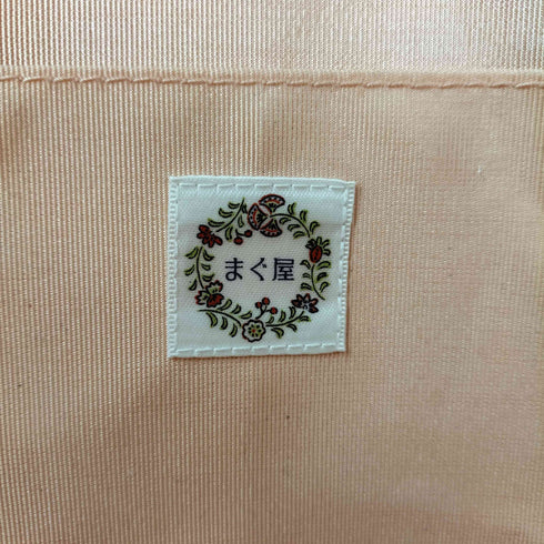 まぐ屋 レザーシルク切替 フラワー刺繍 ハンドバッグ レディース