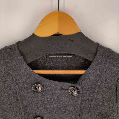 スピックアンドスパン Spick and Span WOOL&CASHMERE&ANGOLA カシミヤ&アンゴラ混 ノーカラーコート レディース JPN:36