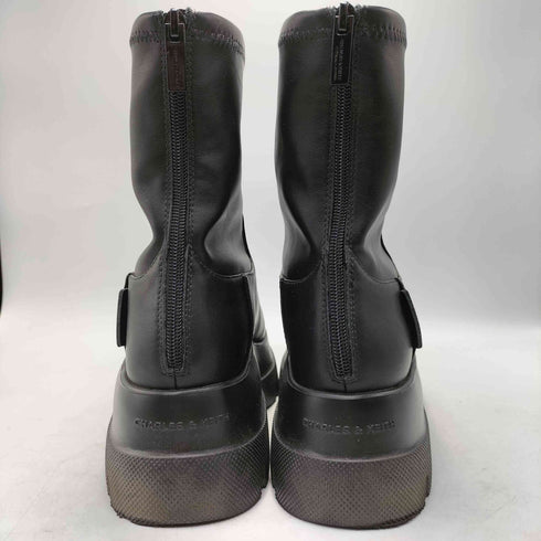 チャールズアンドキース CHARLES&KEITH Leoi レオイ バックジップチャンキーアンクルブーツ レディース JPN:38