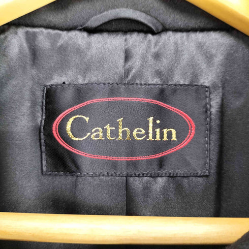 Cathelin CASHMERE カシミヤ100% 比翼ステンカラーコート 裏地シルク レディース JPN:9号
