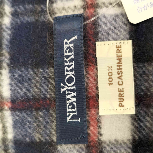 ニューヨーカー NEWYORKER pure cashmere カシミヤ100% チェックマフラー レディース