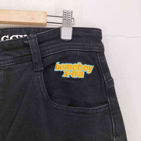 HOMEBOY ロゴワッペン ブラックデニムパンツ メンズ W32 L32