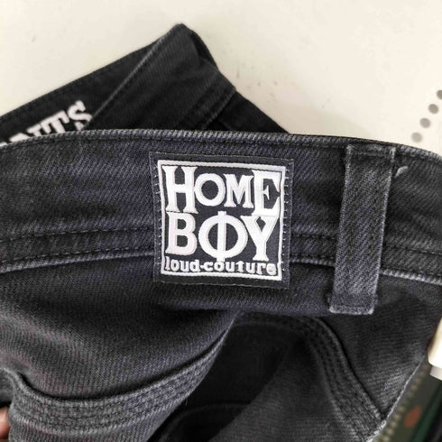 HOMEBOY ロゴワッペン ブラックデニムパンツ メンズ W32 L32
