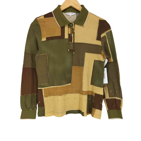 レオナール LEONARD SPORT パッチワーク 長袖 ロングスリーブ ポロシャツ レディース JPN:40