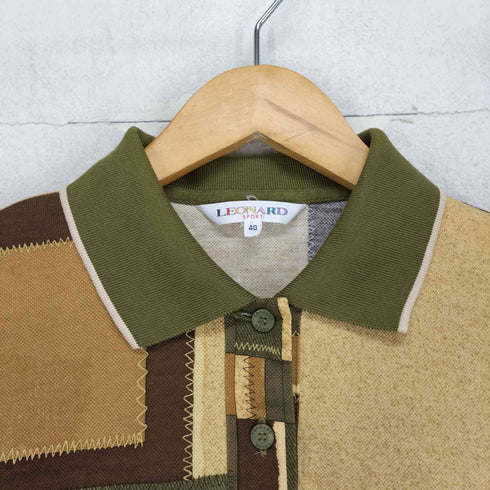 レオナール LEONARD SPORT パッチワーク 長袖 ロングスリーブ ポロシャツ レディース JPN:40