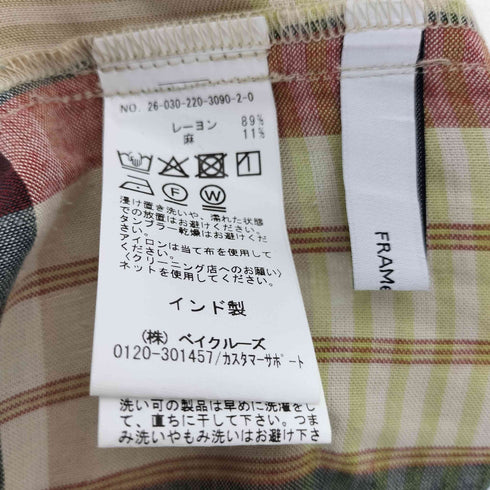 フレームワーク FRAMeWORK チェック柄 ワイド リネン パンツ レディース JPN:36
