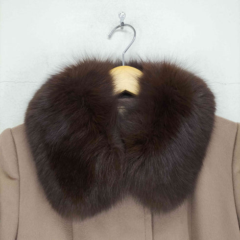 HARDY AMIES BOUTIQUE イタリア製 ファー付きウールロングコート レディース JPN:9号