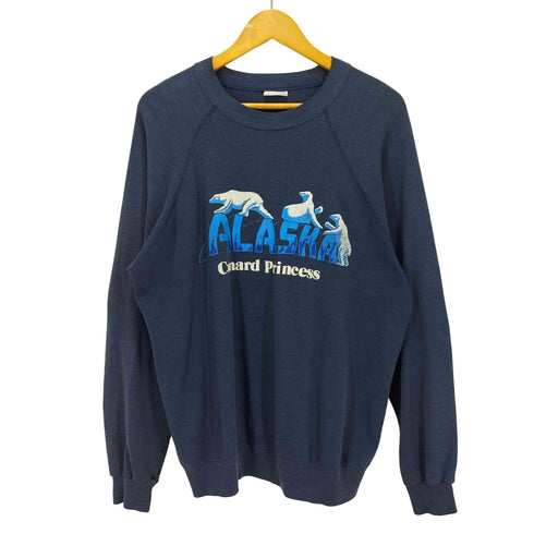 ヘインズ Hanes 80-90S USA製 ALASKA MS Cunard Princess ラグランスリーブ スウェット メンズ import:L