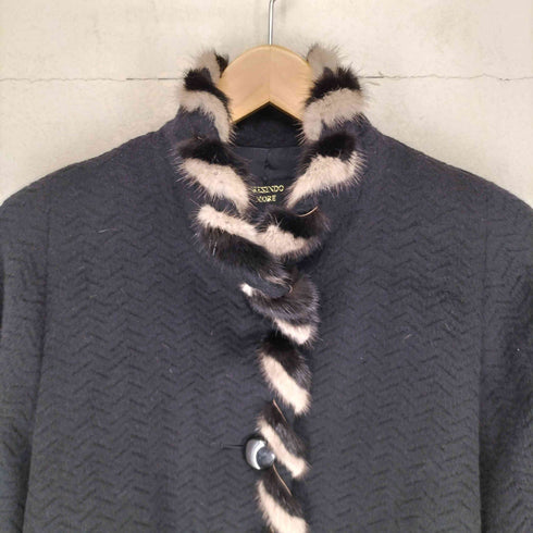 CRESENDO MORE アルパカ&シルク混 ミンクファー付きロングコート レディース M-L