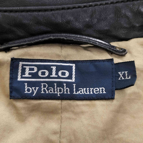 ポロバイラルフローレン Polo by RALPH LAUREN lamb skin ポニー刺繍 ジップ レザージャケット メンズ XL