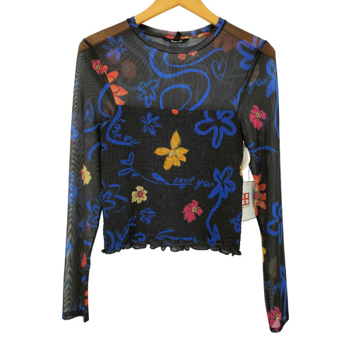 デシグアル Desigual 花柄 スリムショートTシャツ レディース M