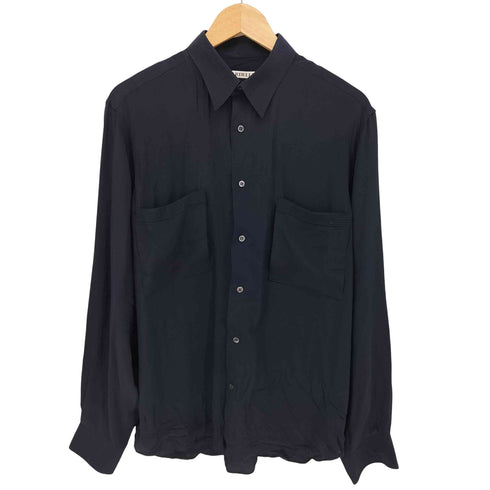 BARDELLI イタリア製 シルク プリーツ 立体ポケット レギュラーカラー L/S シャツ メンズ import:M