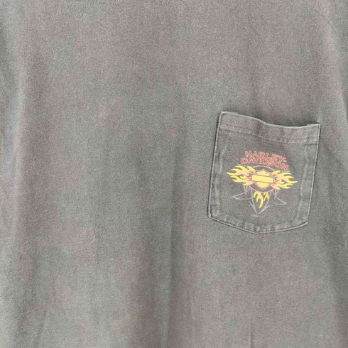 ハーレーダビッドソン HARLEY-DAVIDSON 00s イーグル フレイム プリント ポケット Tシャツ メンズ M