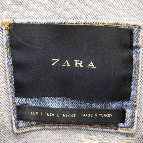ザラ ZARA パッチワーク加工 ダメージ デニム ジャケット メンズ import:L