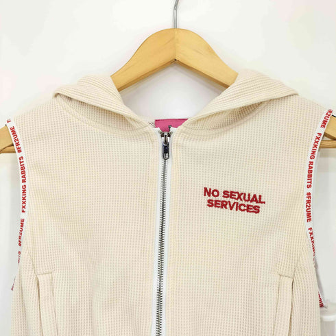 エフアールツー FR2 ×梅 ワッフル ノースリーブ ジップアップパーカー ロゴ刺繍 イージーショートパンツ セットアップ レディース FREE