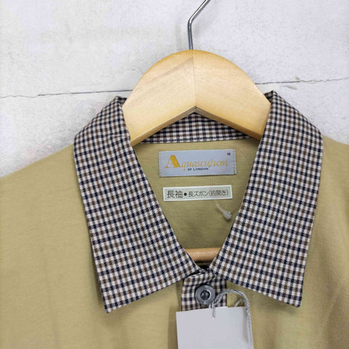 アクアスキュータム AQUASCUTUM チェック切替 長袖 ポロシャツ メンズ JPN:M