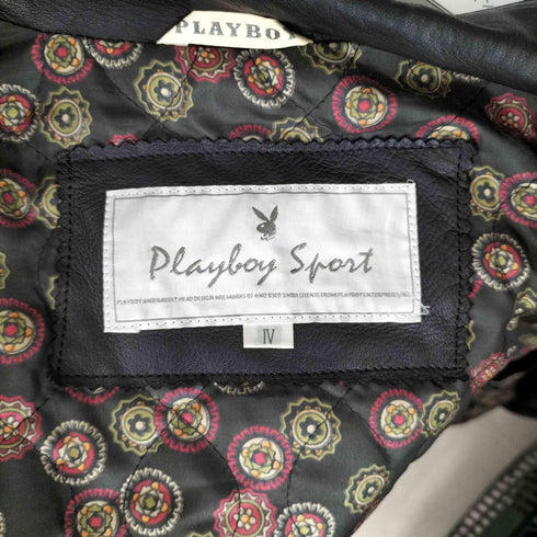 プレイボーイ PLAYBOY SPORT lamb leather 総柄 ニット 切替 ラムレザー ハーフコート メンズ JPN:4