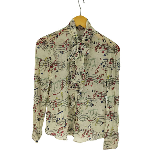 レッドヴァレンティノ RED VALENTINO 音符柄 ボウタイシルクブラウス レディース EUR:38