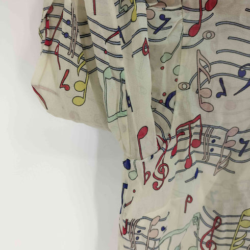 レッドヴァレンティノ RED VALENTINO 音符柄 ボウタイシルクブラウス レディース EUR:38