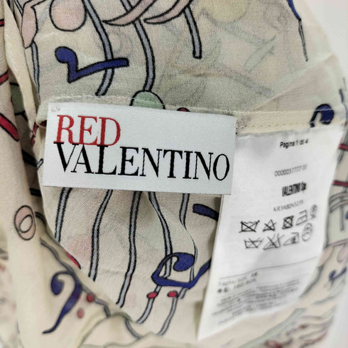 レッドヴァレンティノ RED VALENTINO 音符柄 ボウタイシルクブラウス レディース EUR:38