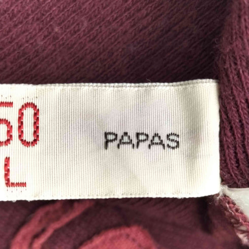 パパス papas 日本製 ハーフジップ ロゴパッチ コットン ニット メンズ JPN:L