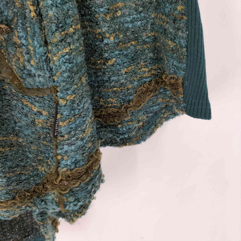 OZZONESTE ダークグリーン ハイネック ダブルジップ ニットケープ レディース