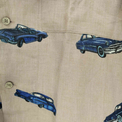 パパス papas リネン 車 半袖 オープンカラー シャツ メンズ JPN:L