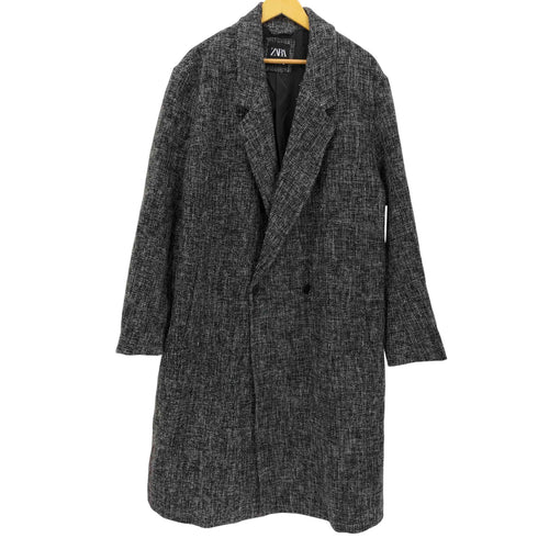 ザラ ZARA ツイード ダブルブレスト チェスターコート メンズ import:L