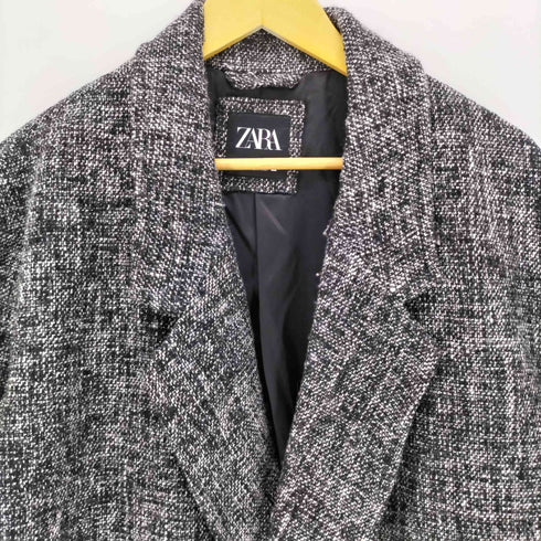 ザラ ZARA ツイード ダブルブレスト チェスターコート メンズ import:L