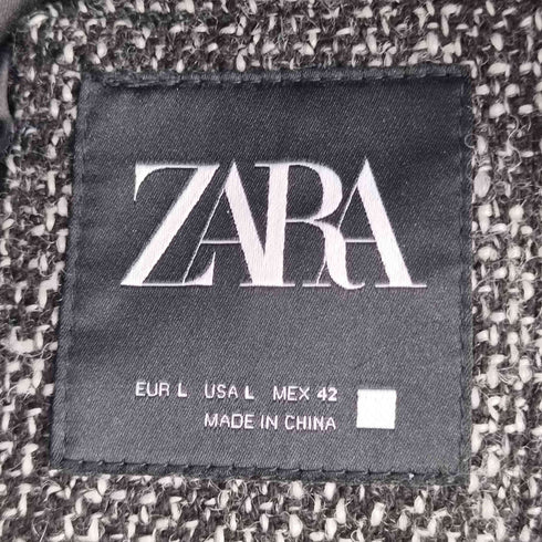 ザラ ZARA ツイード ダブルブレスト チェスターコート メンズ import:L