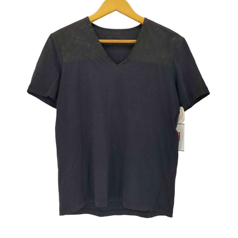 プラダ PRADA レザー切替Vネック S/S カットソー メンズ S