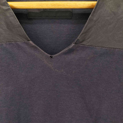 プラダ PRADA レザー切替Vネック S/S カットソー メンズ S