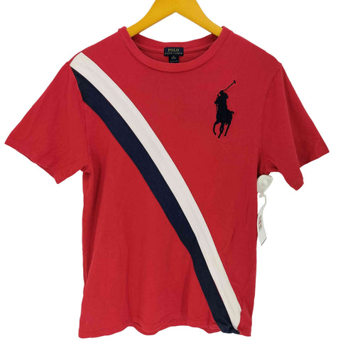 ポロラルフローレン POLO RALPH LAUREN ビッグポニー刺繍 ナンバリング バックプリント ショルダーパネル S/S シャツ メンズ import:XL