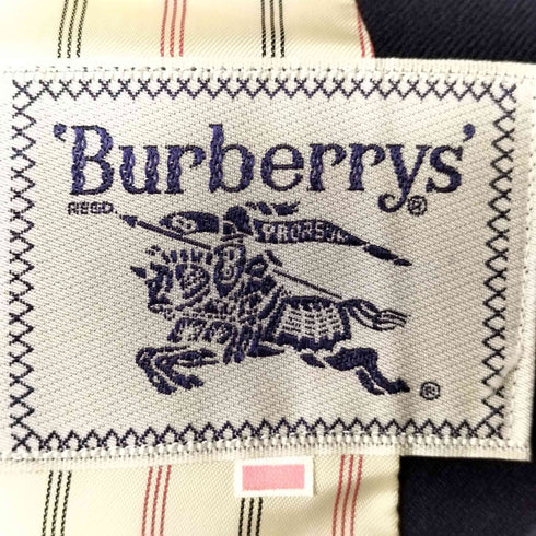 バーバリーズ BURBERRYS 90S 白タグ 金ボタン エンブレム刺繍 裏地ストライプ ウールテーラードジャケット レディース 11AR