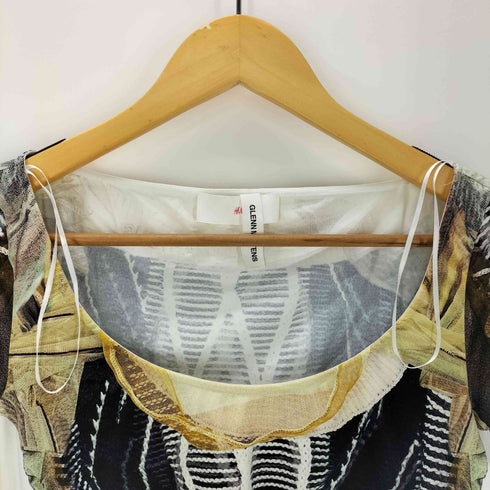 エイチアンドエム H&M × GLENN MARTENS 25AW コラボ 総柄 プリント トップス トロンプルイユ パワーネット セカンドスキン レディース import:S