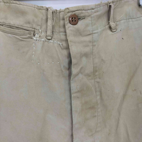 ユーエスアーミー U.S. ARMY 40s M-45 45 KHAKI CHINO TROUSERS 細ベルトループ 尿素ボタン 片玉縁 シングルステッチ 45カーキ チノ メンズ S