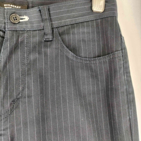 バーバリーブラックレーベル BURBERRY BLACK LABEL ストライプ ホースロゴ刺繍 スラックスパンツ メンズ 70