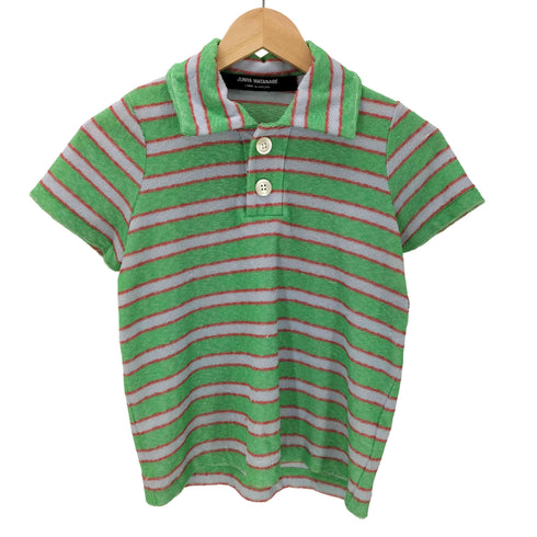 ジュンヤワタナベコムデギャルソン JUNYA WATANABE COMME des GARCONS 90S AD1995 パイル地 ボーダー S/S クロップド ポロ シャツ archive アーカイブ レディース