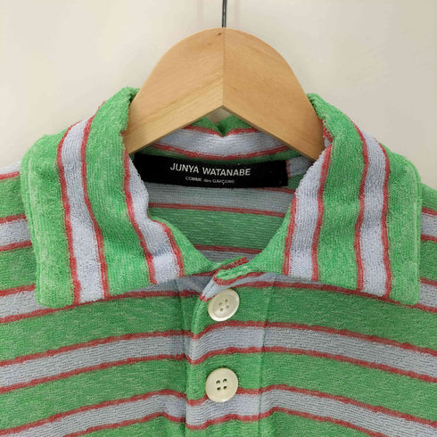 ジュンヤワタナベコムデギャルソン JUNYA WATANABE COMME des GARCONS 90S AD1995 パイル地 ボーダー S/S クロップド ポロ シャツ archive アーカイブ レディース