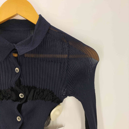 ジャックムス JACQUEMUS Sheer Rib Knit Polo Cardigan シアー リブ ニット ポロ カーディガン レディース 36