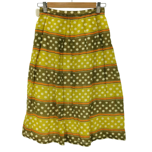 マルニ MARNI 22SS MADE IN ITALY イタリア製 麻 リネン 100% 総柄 ドット ボーダー プリーツ スカート レディース EUR:36