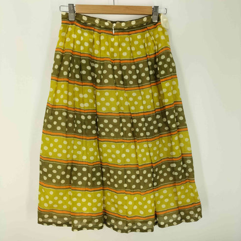 マルニ MARNI 22SS MADE IN ITALY イタリア製 麻 リネン 100% 総柄 ドット ボーダー プリーツ スカート レディース EUR:36